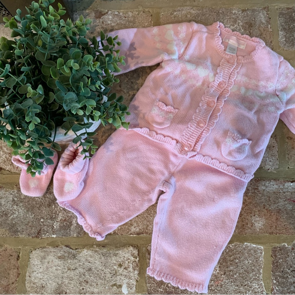 Janie & Jack | Pink Baby Knit Outfit Set | 3-6 Months